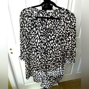 Animal Print Button Down Blouse